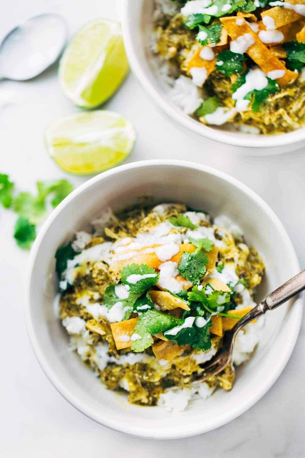 Roasted Tomatillo Chicken Bowls: Spicy, Tangy, Creamy Perfection